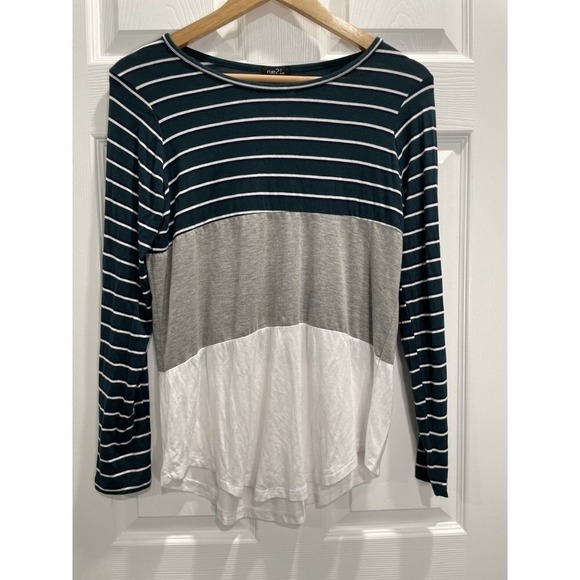 Rue21 Striped Long Sleeve Color Block Casual Top Comfy Everyday Size M NWT - Picture 2 of 6